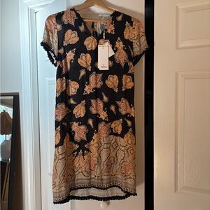 Niza Black and Orange Paisley Dress